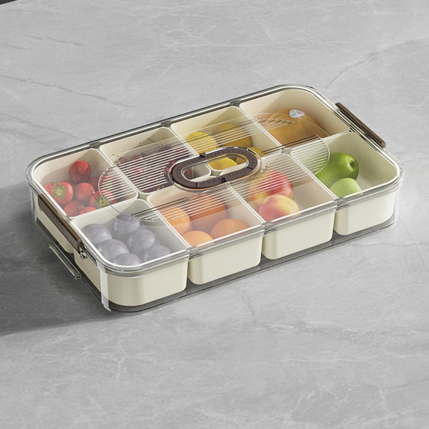 Snackle Box Container, Food Tray Divided with Lid, Portable Snack Platters - Clear Organizer, Veggie Tray for Party, Veggies, Snack, Fruit, Nuts (milk white)