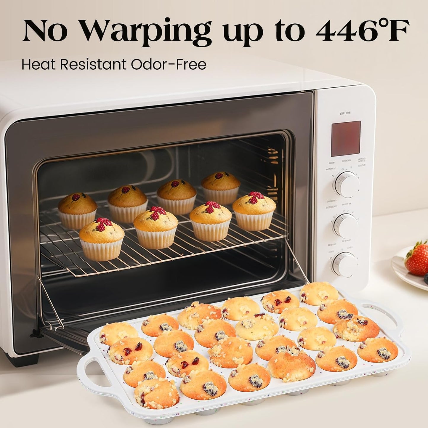 Vinino 2Pack Silicone Muffin Pans for Baking with Metal Reinforced Frame, 12 Cups Regular Size Nonstick Silicone Cupcake Pan, BPA Free Oven Dishwasher Safe Baking Mold for Muffins Cupcakes