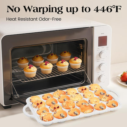 Vinino 2Pack Silicone Muffin Pans for Baking with Metal Reinforced Frame, 12 Cups Regular Size Nonstick Silicone Cupcake Pan, BPA Free Oven Dishwasher Safe Baking Mold for Muffins Cupcakes