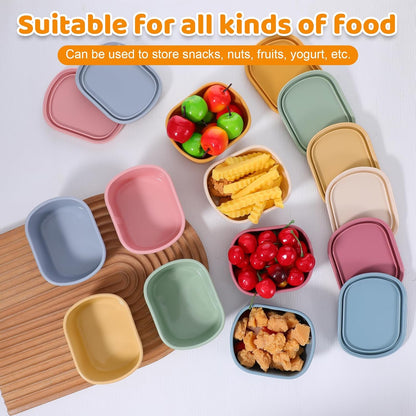 8 PCS 10 oz Silicone Snack Containers, Reusable Small Snack Container with Lids, Leak Proof Fruit Container for Lunch Food Storage Containers, Stackable for Meal Prep, Fruit, Freezer, Colorful