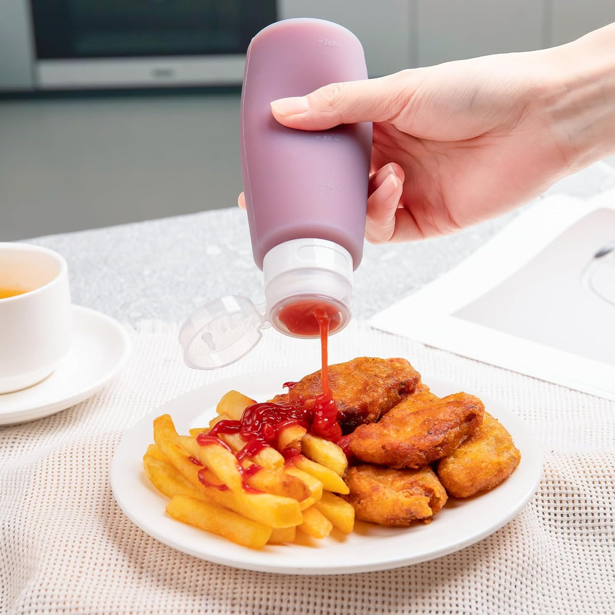 MICEBAY 2 oz Condiment Squeeze Bottles, Leakproof Salad Dressing Container