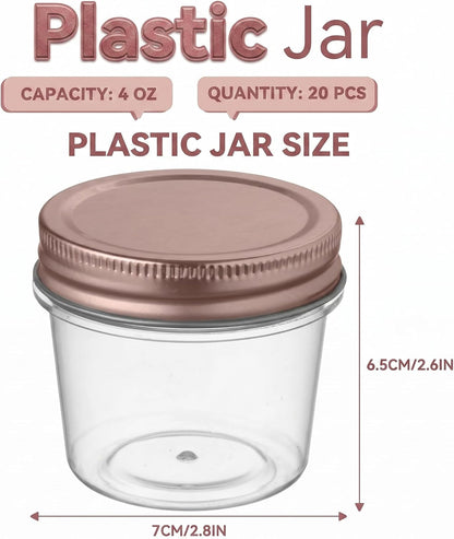 novelinks 4 oz Small Plastic Jars with Lids, 40 Pack Mini Plastic Mason Jars with Lids 4oz, Craft Storage Containers & Canning Jars & Small Spice Jars for Kitchen Organization (40 Pack,Black)