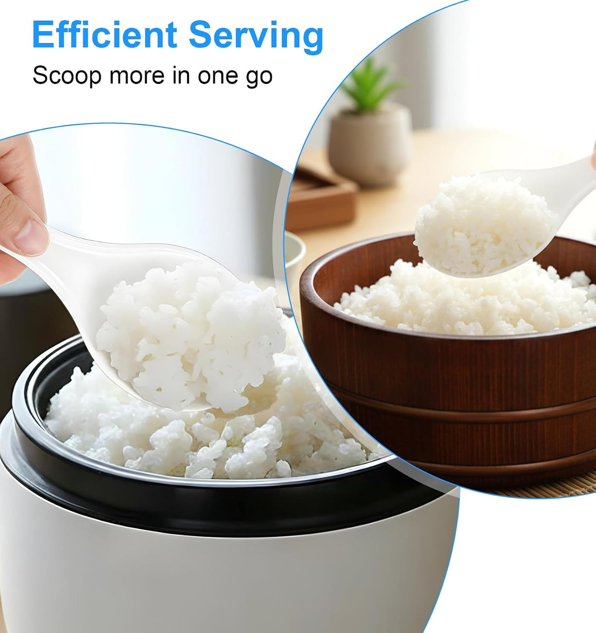 2Pcs Rice Paddle Spoon, 7.87 Inch Non-Stick Plastic Rice Cooker Spatula