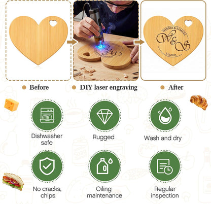 Nuenen 50 Pcs Mini Wooden Charcuterie Board Bulk, Small Wood Cutting Board for Crafts Laser Engraving with Knives Organza Bags Wedding Baby Shower Favors Gift (Square,Bamboo Color)