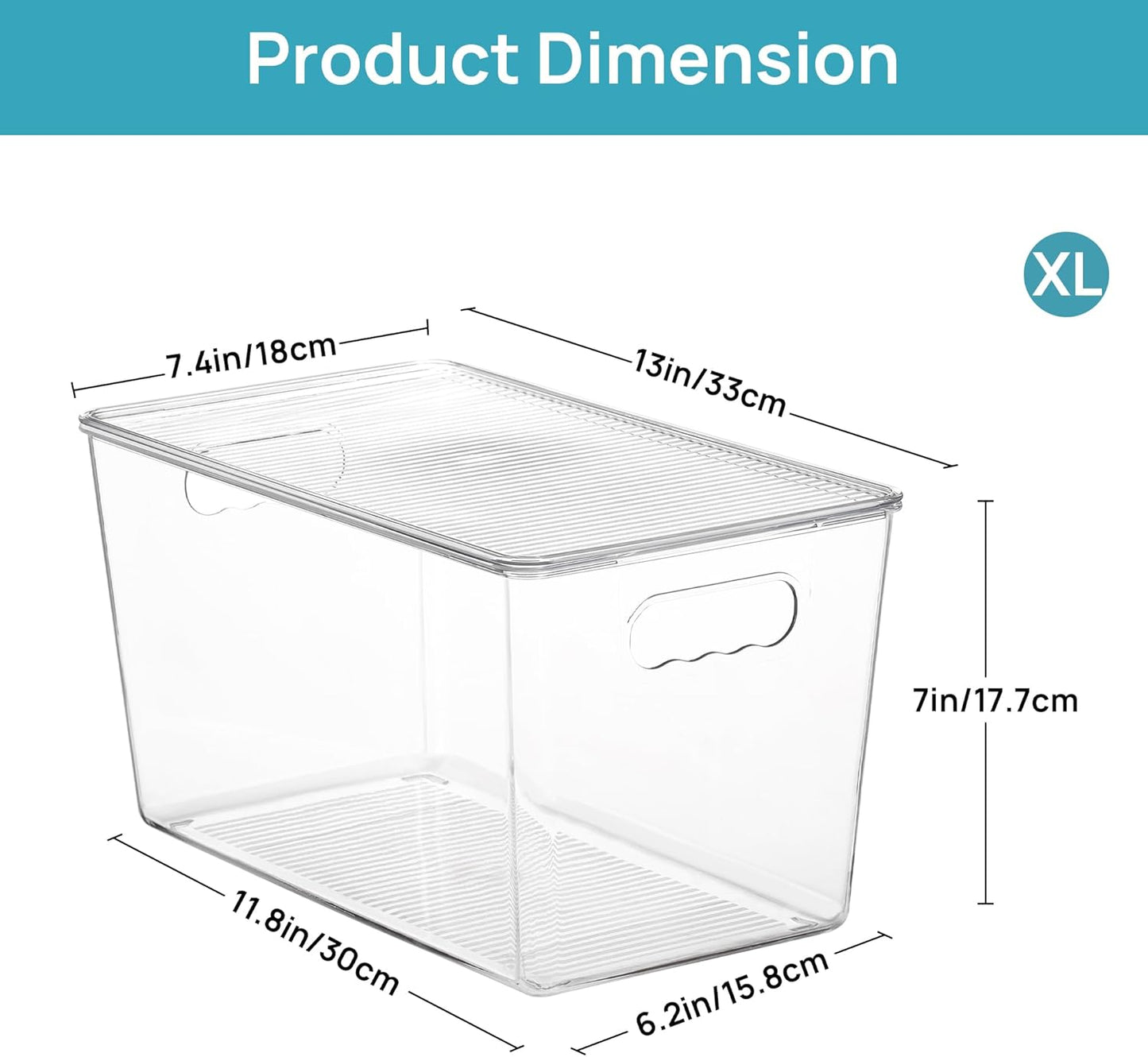 Vtopmart 6 Pack Clear Stackable Storage Bins with Lids, Large Plastic Containers with Handle for Pantry Organizer and Storage,Perfect for Bathroom,Cabinet,Kitchen,Fridge,Closet Organization