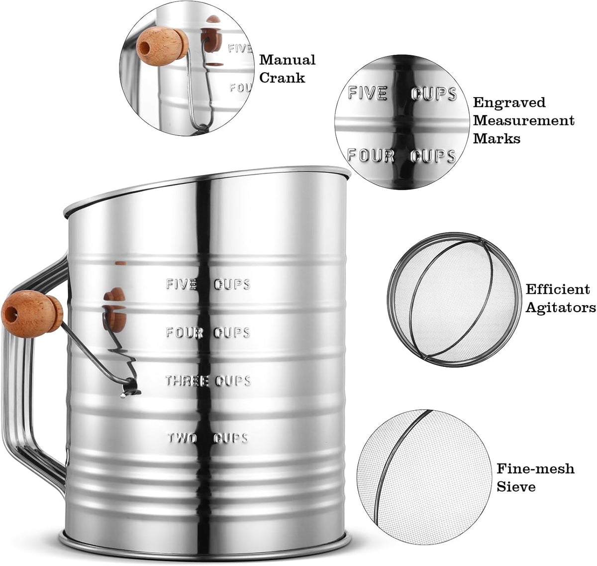 Electric Flour Sifter, 4 Cup Battery Operated Handheld Sifter for Baking