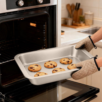 2 Pcs Cake Baking Pan with Lid and Handle, 9 x 13 Inch Non-Stick Rectangle Cake Pan Carrier Carbon Steel Baking Tray for Brownie Roasting Cooking