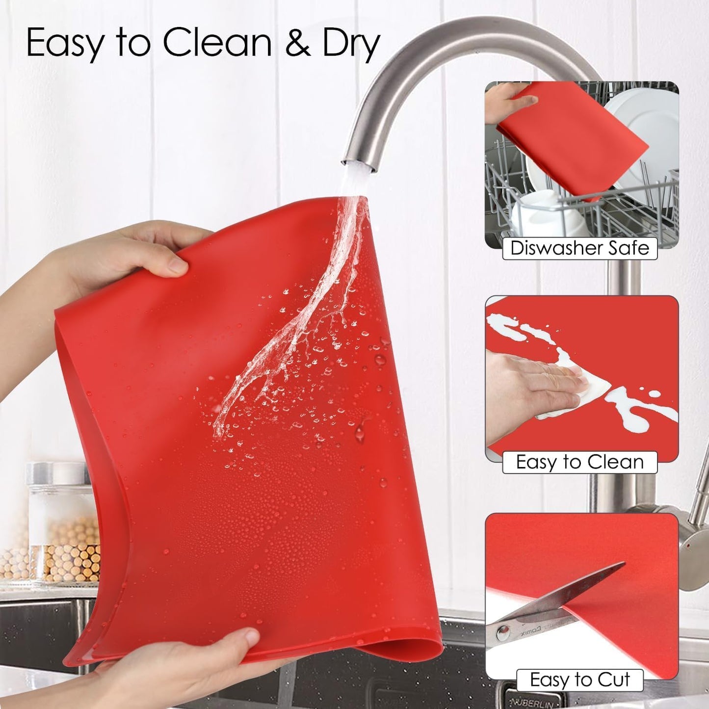 Extra Large Silicone Mats for Kitchen Counter, 27.6'' x 19.7'' Nonskid Silicone Placemats for Kids, Nonstick Purple Silicone Mat for Baking Crafts, Silicone Dab Mat Heat Resistant, 1Pack - Colors B