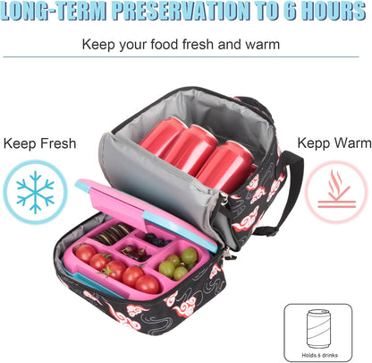 Tilami Lunch Bags Insulated Adjustable Strap Zipper, Two Compartments Cooler Bags, Bento Bags for Kids Toddlers (Blue)