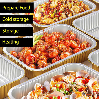 Aluminum Foil Pans with lids 10pack Heavy Duty 2LB Small foil pan 8.5"×6" Disposable, For Microwave & Oven Safe Cooking,Baking,A takeaway food container,Gold