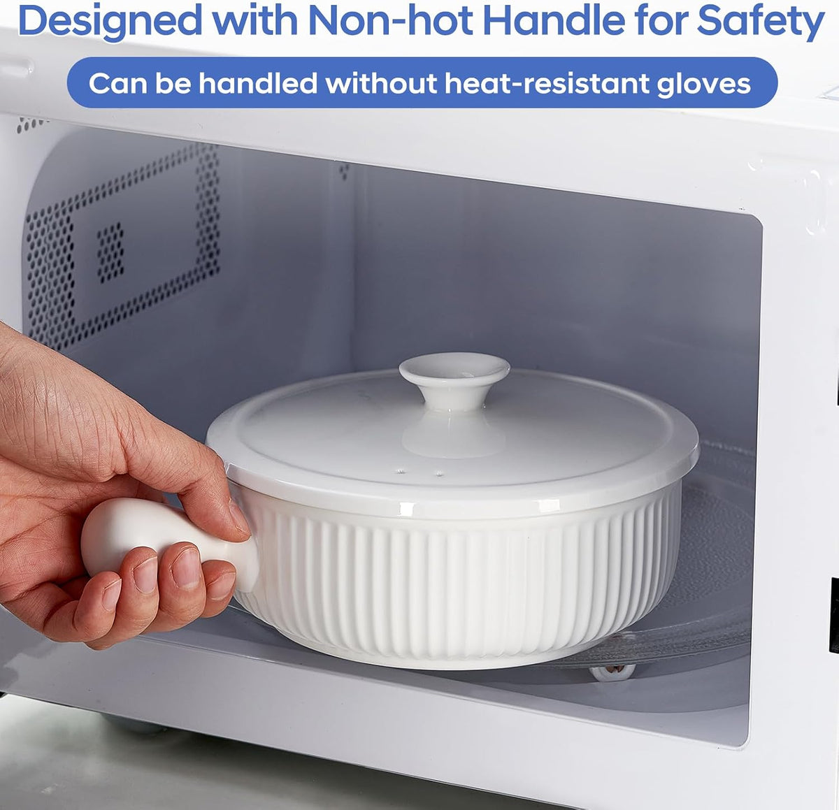 EliteVibe Ceramic Microwave Egg Cooker, Scrambled Egg Maker, White