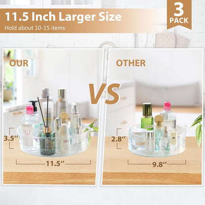 GUZON 4 Pack Lazy Susan Organizer for Cabinet, Upgraded 11.5" Clear Turntable Organizer with Handles and Raised Edge, Lazy Susan for Table Top, Pantry Organizers and Storage for Kitchen, Refrigerator