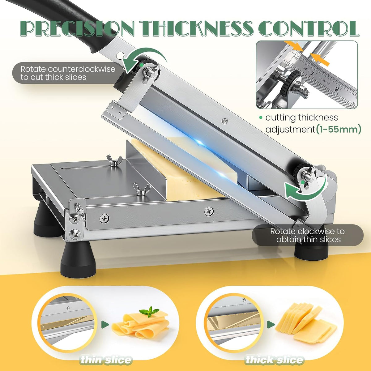 Huanyu Cheese Slicer Stainless Steel Multipurpose Adjustable Thickness