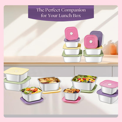 GIUOIDUO stainless steelFood Storage Containers setsstorage box with lidfreezer FrozenKitchen tray with lidOven plateSide dish plate Freezer & Dishwasher Safe