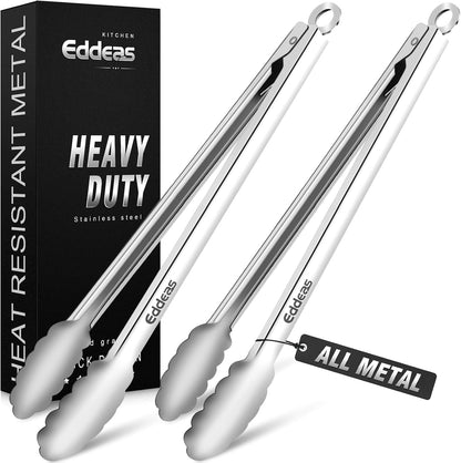 Eddeas Kitchen Tweezers Tongs, Cooking Tweezers Stainless Steel - 3 Size 12'' 10'' & 8 inch Ideal for Meat, pasta, plating and pinching delicate small pieces of food, Set of 3