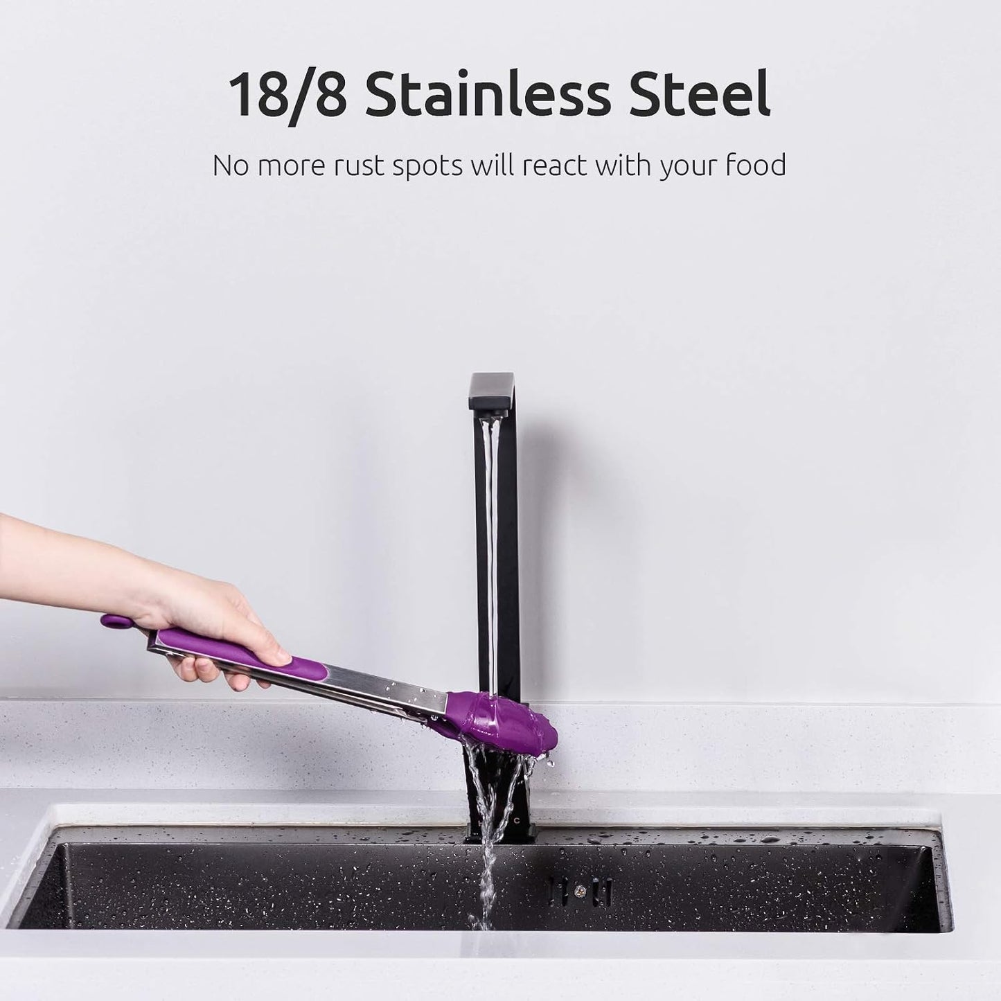 600ºF Heat Resistant Kitchen Tongs: U-Taste 7/9/12 inch Silicone Cooking Tong Set with Non Stick Rubber Tips and Silicon Coated 18/8 Stainless Steel Handle for Serving Grilling Salad(Midnight Blue)
