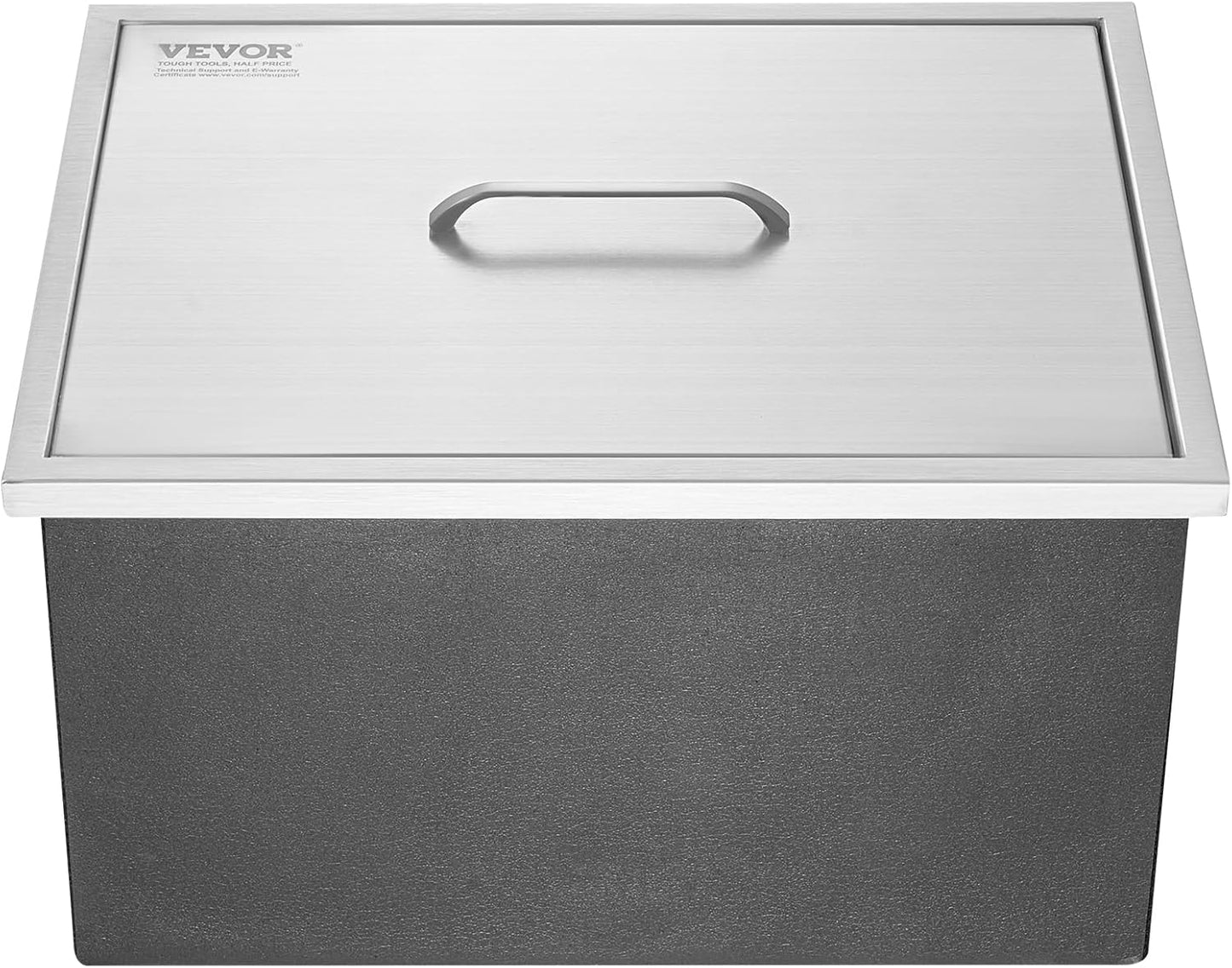 Happybuy Drop in Ice Chest 18L x 12W x 14.5H Inch Stainless Steel Ice Cooler with Sliding Cover Drop in Ice Bin Included Drain-Pipe and Drain Plug for Cold Wine Beer