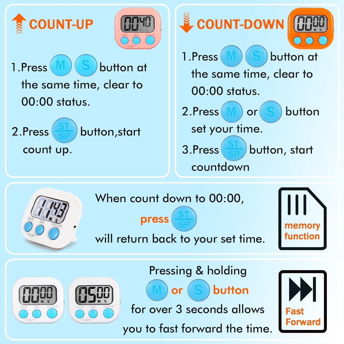 Digital Timer for Kids Classroom,Kitchen Timers for Cooking