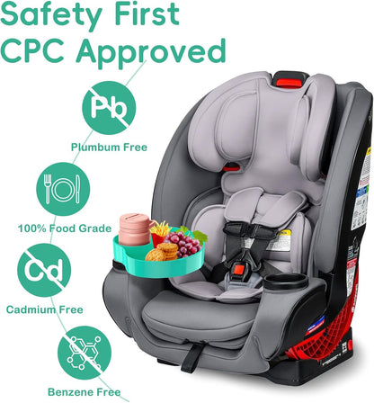 [2 Packs Blue & Pink] Kids Car Seat Tray, Travel Tray with Cup Holder for Toddler Baby, Kids Car Seat Food Snack Organizer for Road Trip, Stroller snack Organizer Travel Must Haves Toddler Must Haves