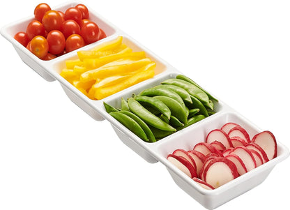 Plasticpro 4 Sectional Rectangle Plastic Serving Tray/Platter (2, Black)