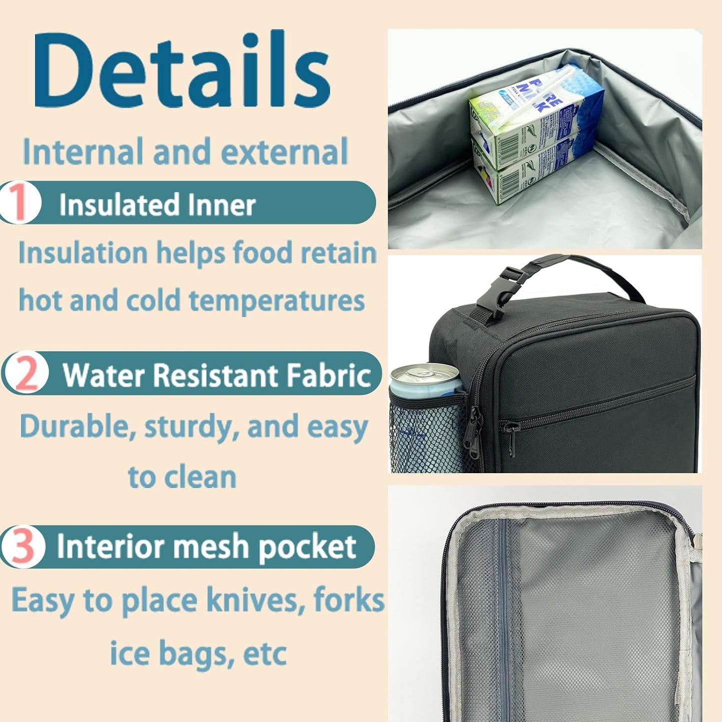 Kulle Astronaut Lunch Box for Boys, Insulated Kids Lunch Bag with Freezable Compartment, Thermal Reusable Lunchbox for School, Outdoor, Daycare - Space Theme Design