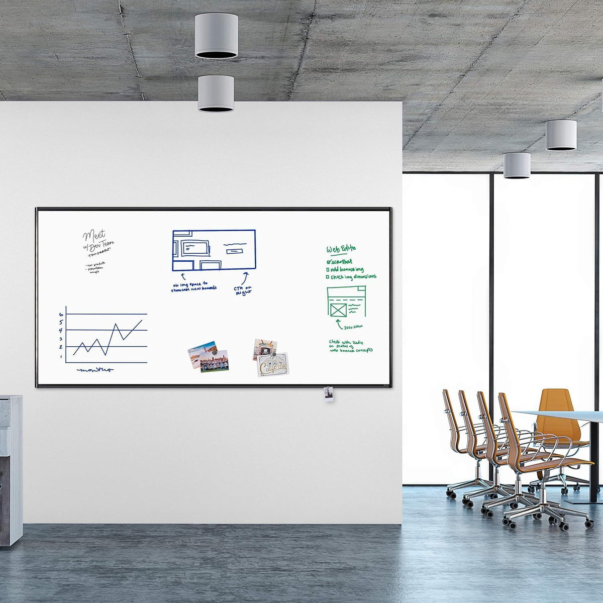 U Brands Framed Magnetic Weekly Calendar Dry Erase White Board, Office Supplies, Black Frame, with Marker, Magnet, 11” x 18”