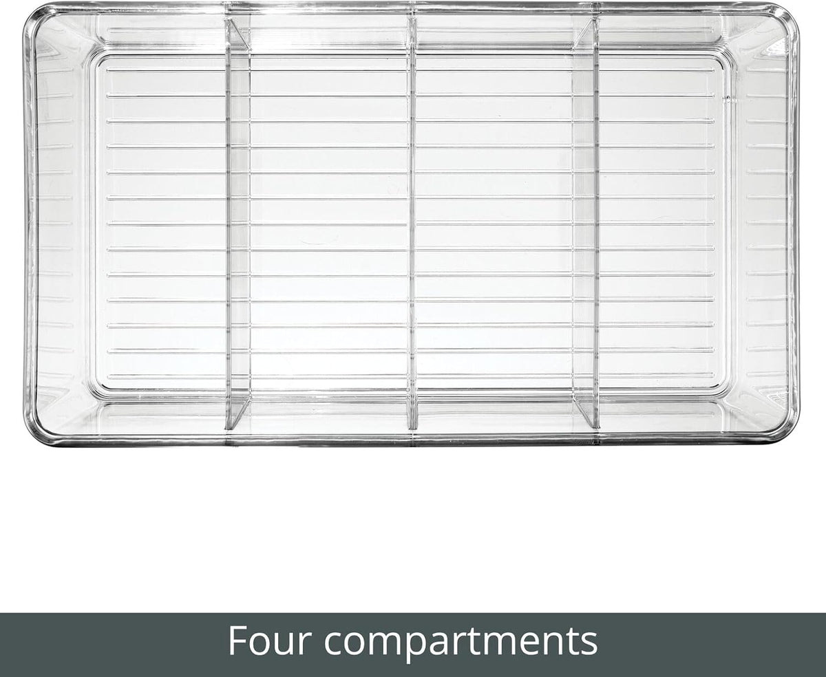 mDesign Plastic Divided Bin Storage Containers - Perfect for Fridge, Cabinet, Pantry, and Home Organization - Clear - Refrigerator Organizers - Ligne Collection - 2 Pack, Clear