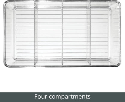 mDesign Plastic Divided Bin Storage Containers - Perfect for Fridge, Cabinet, Pantry, and Home Organization - Clear - Refrigerator Organizers - Ligne Collection - 2 Pack, Clear