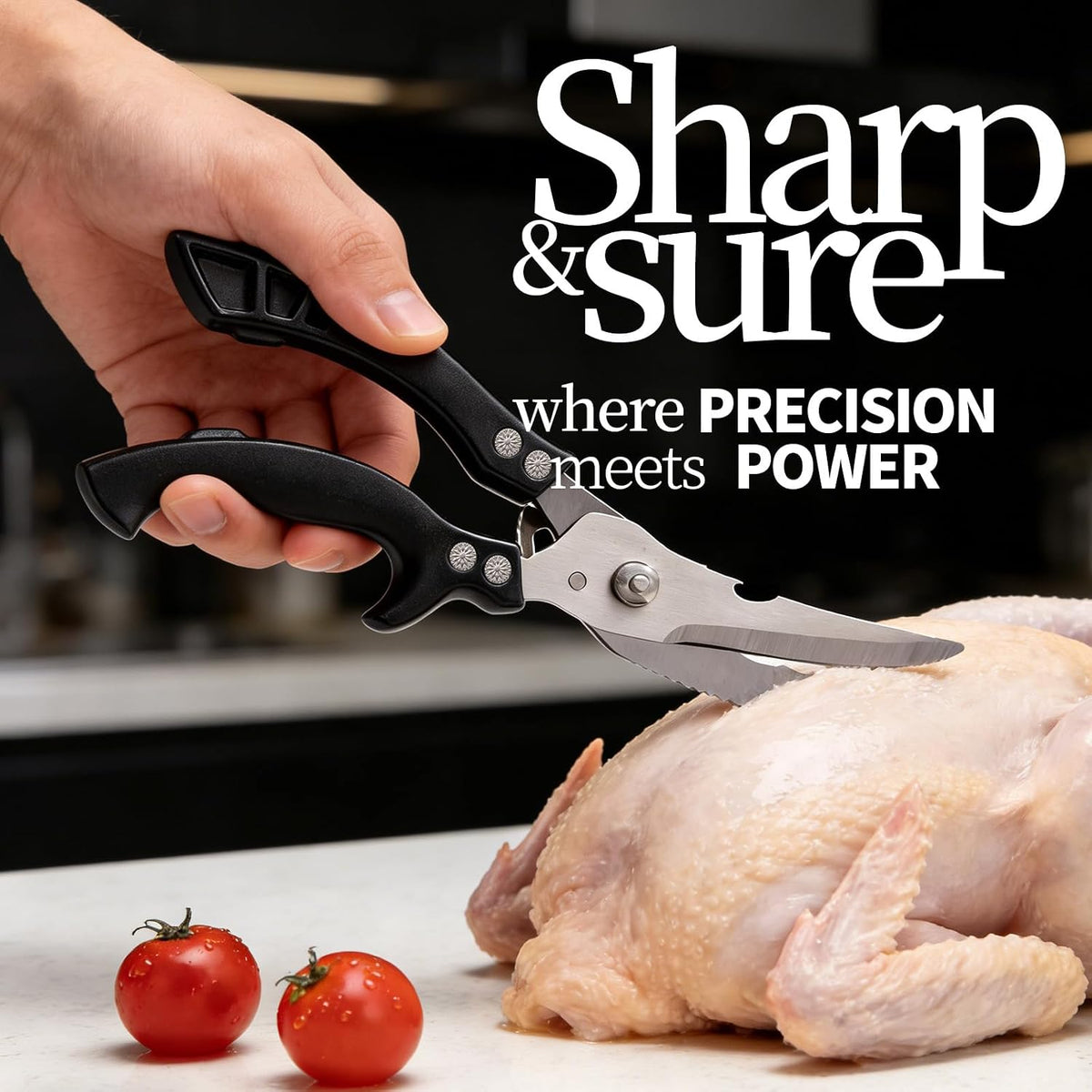 Kitchen Scissors Poultry Shears Heavy Duty Black, Dishwasher Safe Japan Kitchen Shear for Food Chicken Scissor, Fish, Meat Cutting Scissors Cooking Shears Gifts for Men Women