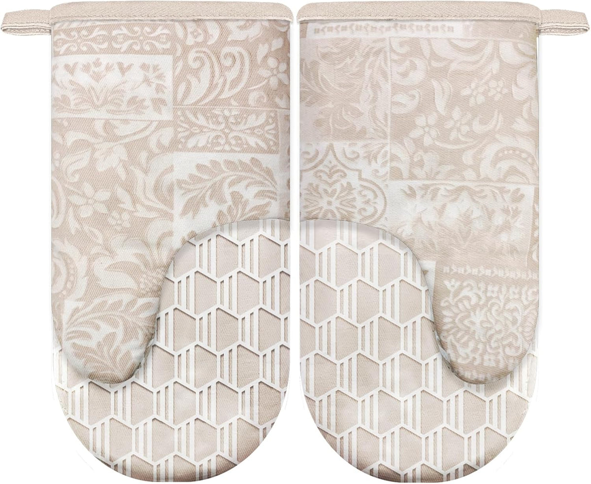 Mini Silicone Oven Mitts, Heat Resistant Kitchen Mittens 2-Pack Set