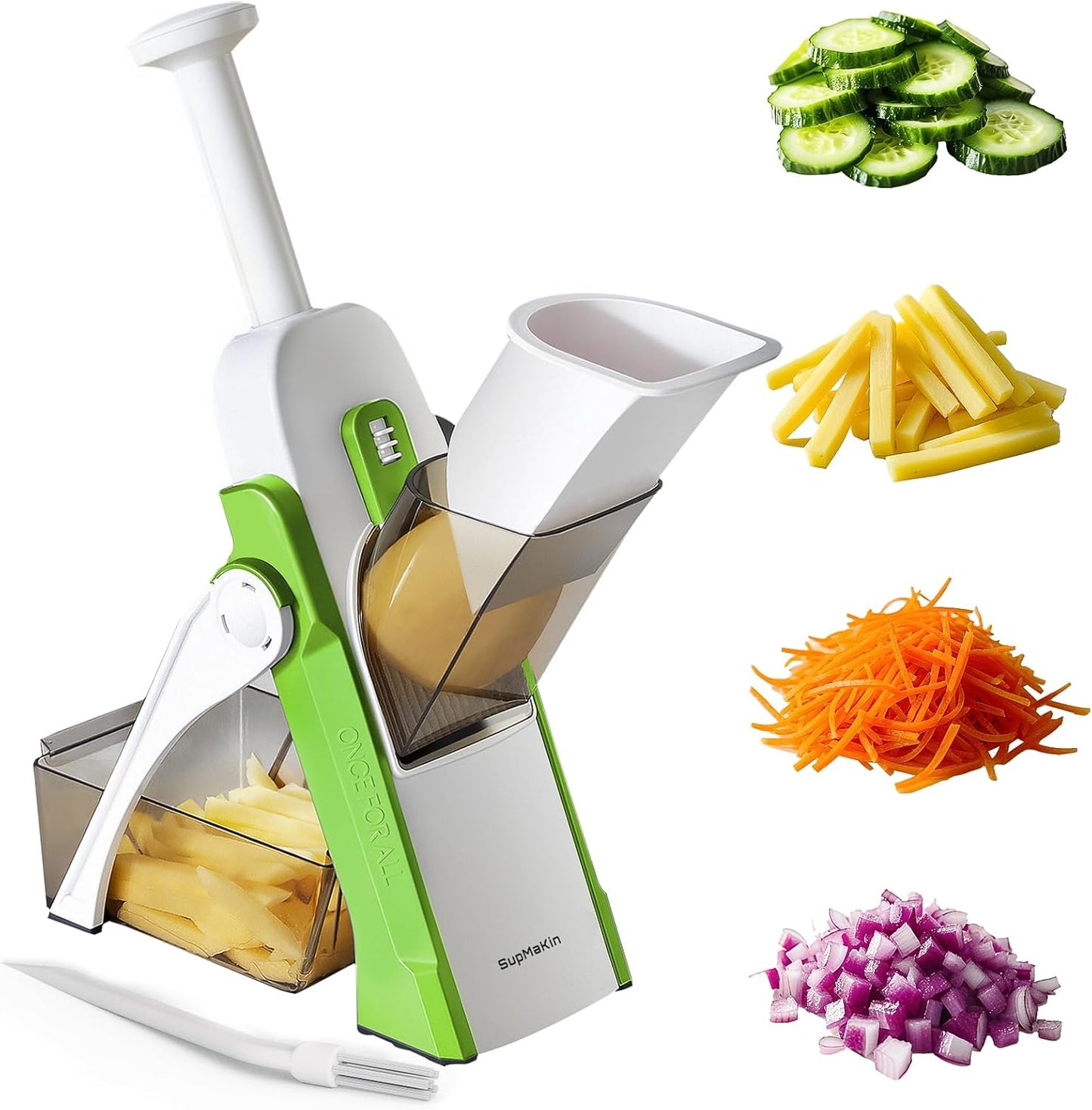 SUPMAKIN Safe Mandoline Slicer, Adjustable Vegetable Food Slicer and Chopper, Potato Fries Fry Cutter, Veggie Salad Chopper, New Kitchen Chopping Artifact Gifts 2026 (SliverGray)