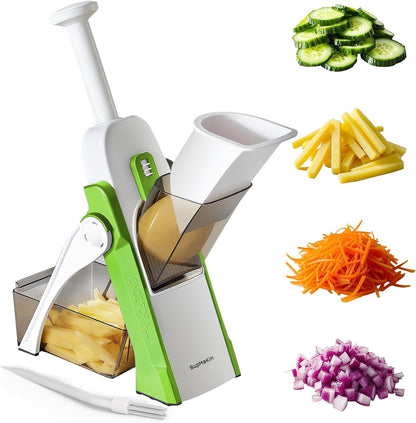 SUPMAKIN Safe Mandoline Slicer, Adjustable Vegetable Food Slicer and Chopper, Potato Fries Fry Cutter, Veggie Salad Chopper, New Kitchen Chopping Artifact Gifts 2026 (SliverGray)
