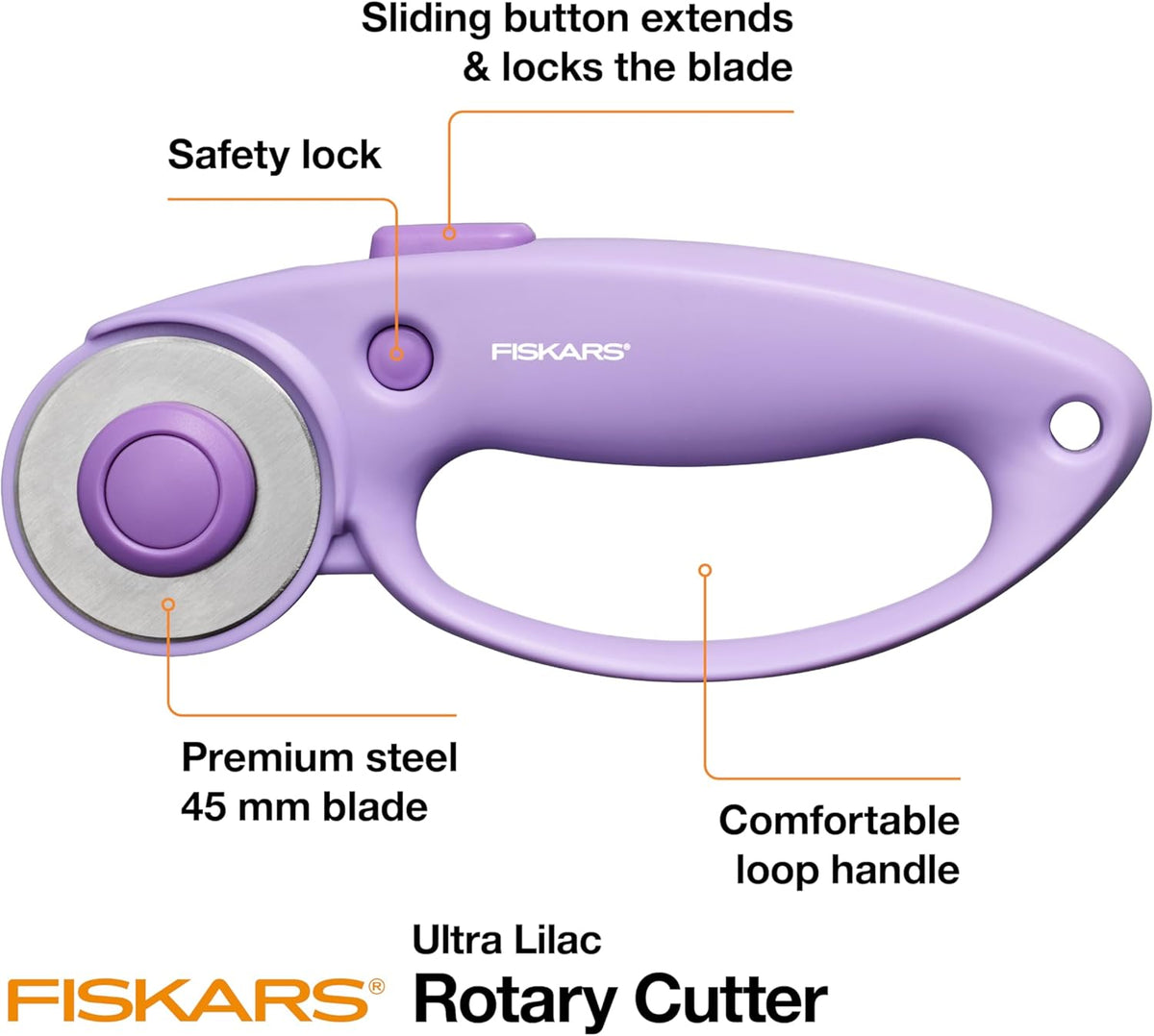 Fiskars 45mm Loop Rotary Cutter for Fabric, Arts, Crafts, Sewing