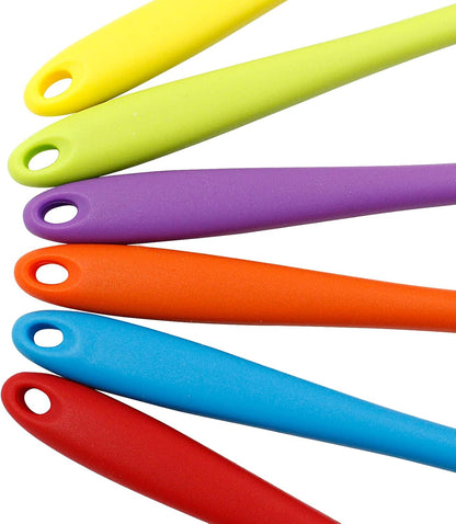 Jiozermi 6 Pcs Small Silicone Spoons for Cooking, Heat Resistant Kitchen Utensils, Cooking Kitchen Spoon for Mixing Baking, Transparent Red, Green, Yellow, Purple, Orange, Blue