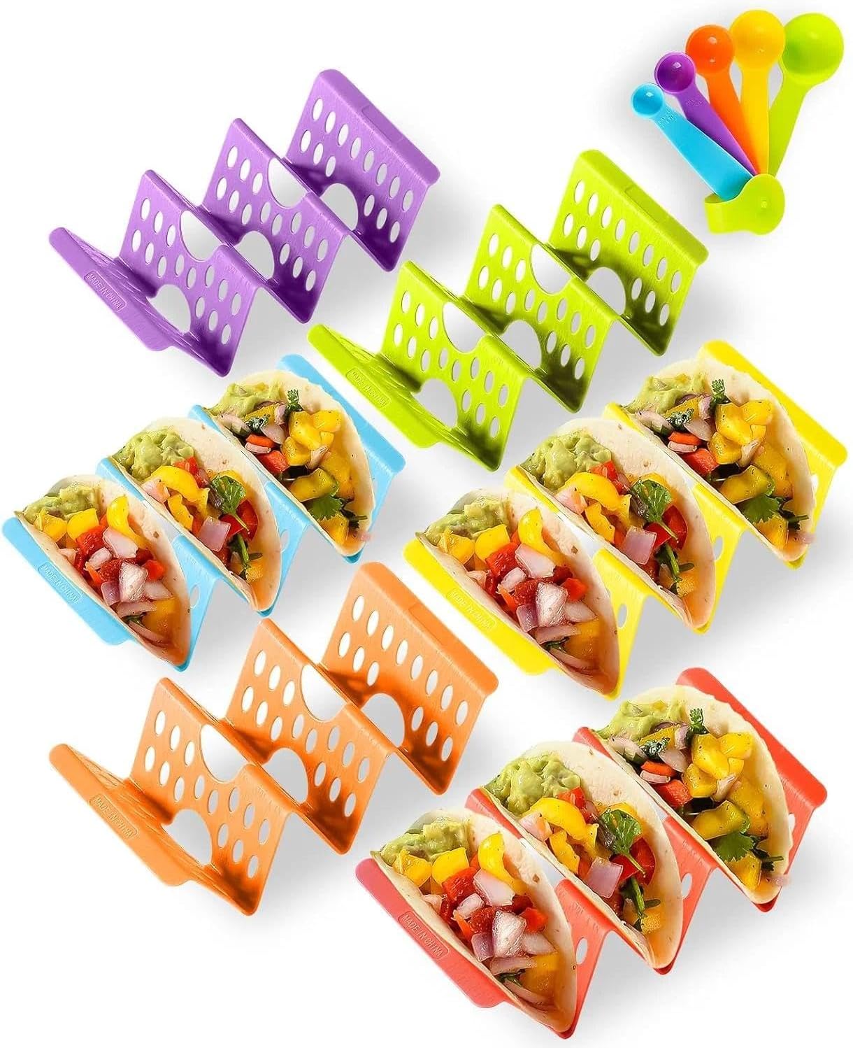 5Pcs Taco Holder Stand,Colorful Rack for Hard & Soft Shell Tacos,Taco Server for Party, Dinner, Game Night