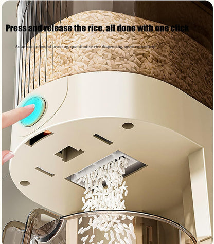 Peaoop 22LBS Rice Dispenser, Large Grain Container Storage with Lid Measuring Cylinder Household Cereal Dispenser Bucket for Kitchen Soybean Corn (22lb)