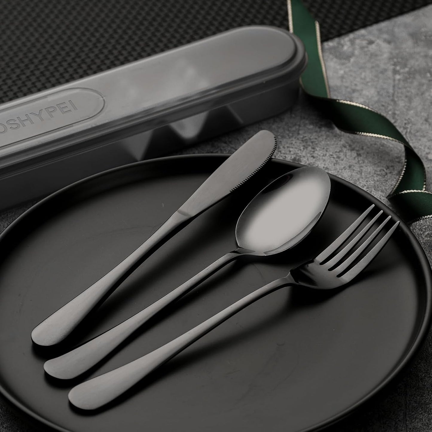 Portable Utensils Set with Case, 4pcs Stainless Steel Reusable Silverware for Lunch Camping School Picnic Workplace Travel, Lunch Box Includ Fork Spoon Knife,Easy to clean,Dishwasher Safe(Rainbow)