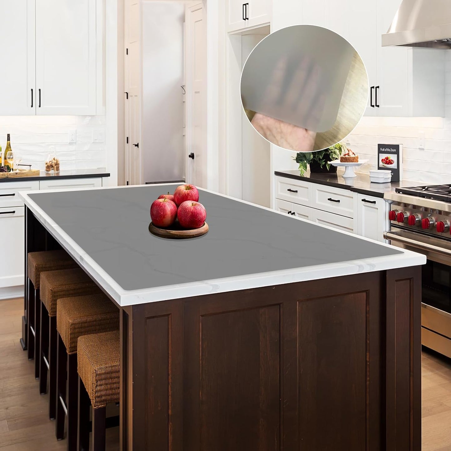 Super Large Silicone Mat, 120"x24" Silicone Mats for Kitchen Counter, Non-slip Heat Resistant Mat,Thicken Kitchen Counter Mat, Waterproof Countertop Protector for Craft (Black)