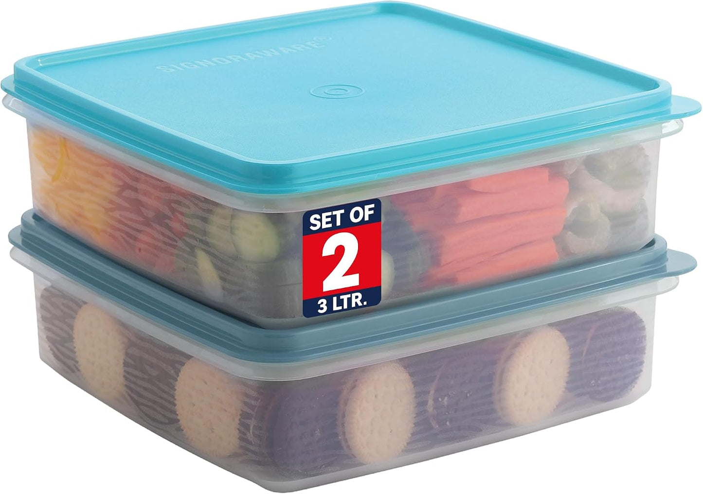 Plastic Storage Containers with Lids – 2-Pack 3L Cupcake Carrier – Leakproof Cookie Storage Containers Airtight – BPA-Free Plastic Containers with Lids for Food Storage, Meal Prep, Leftovers, Cupcakes