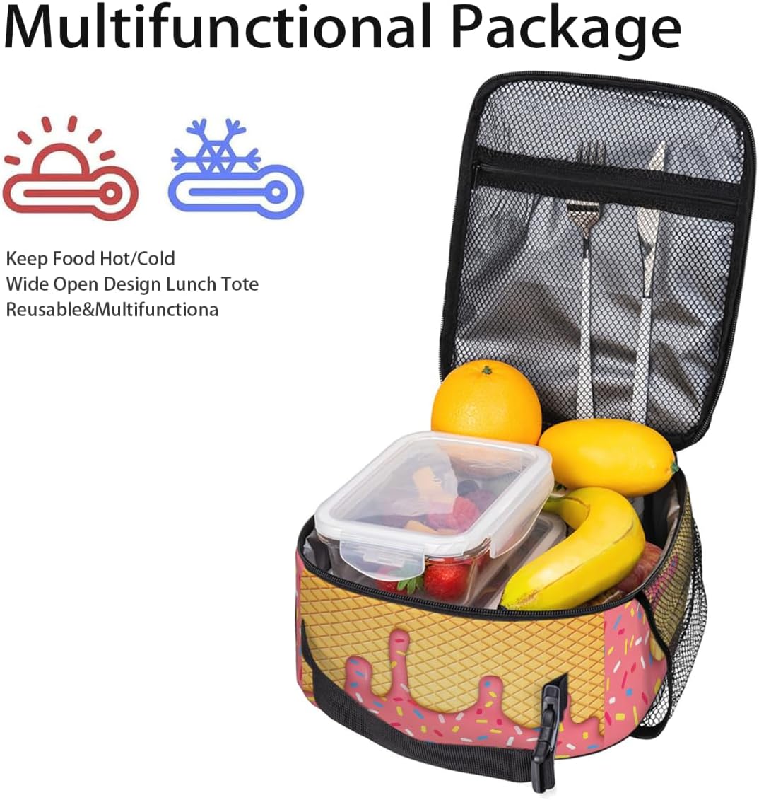 Rainbow Leopard Lunch Box Thermal Cooler Bento Tote Bags Portable Insulated Lunch Bag for Girls Teens, Kids Lunch Bags for School Beach Picnic Travel