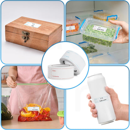 500 Pcs Freezer Labels, 1 x 3 Inch Refrigerator Food Label Stickers, No Residue, Easy Peel Off, Water & Oil Resistant, Labels for Food, Freezer Bags, Jars, and Containers