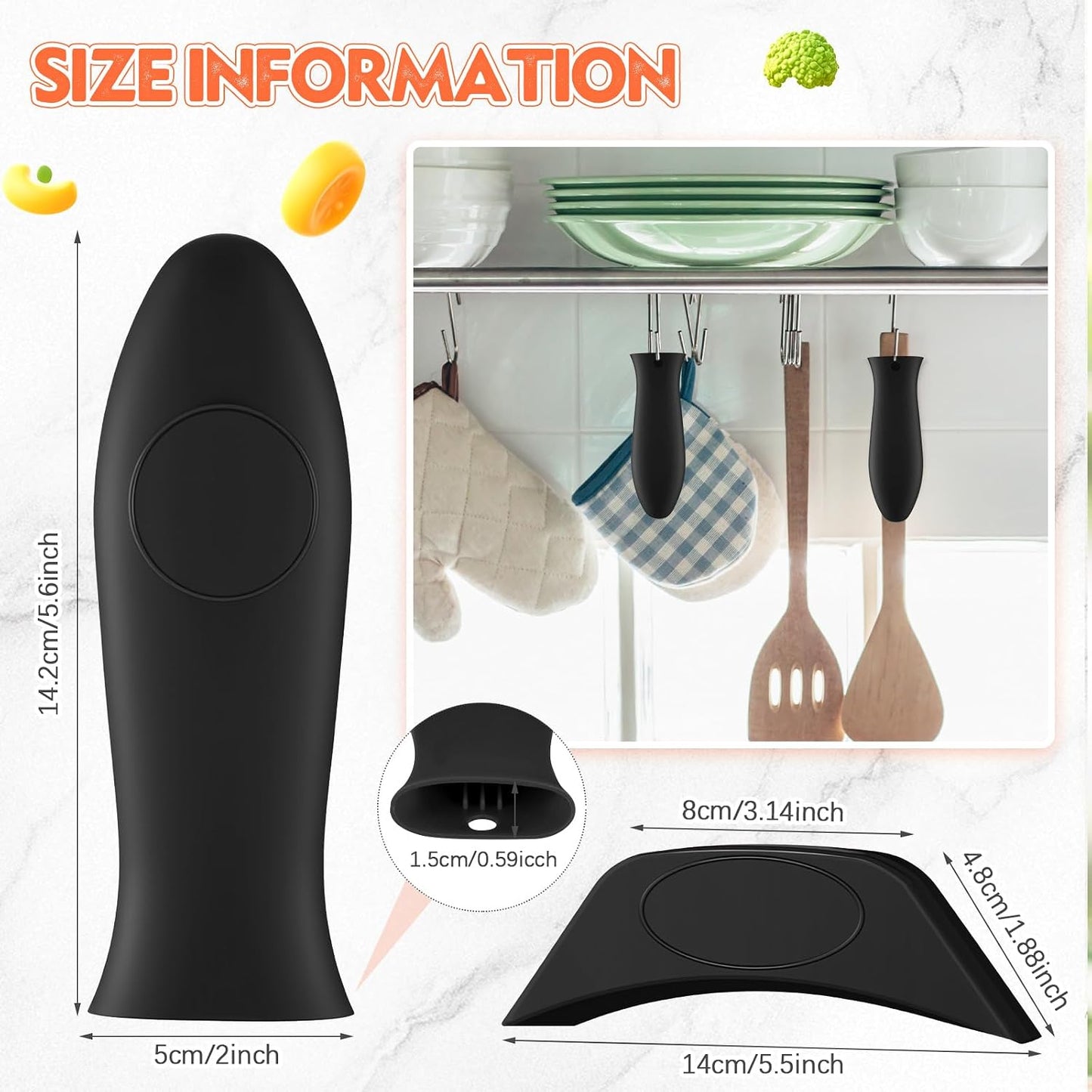 Domensi 4 Pcs Silicone Hot Handle Holder Set Cast Iron Skillet Handle Covers Heat Resistant Silicone Assist Handle Holder for Frying Pans Cast Iron Skillet Griddles Cookware(Grey)