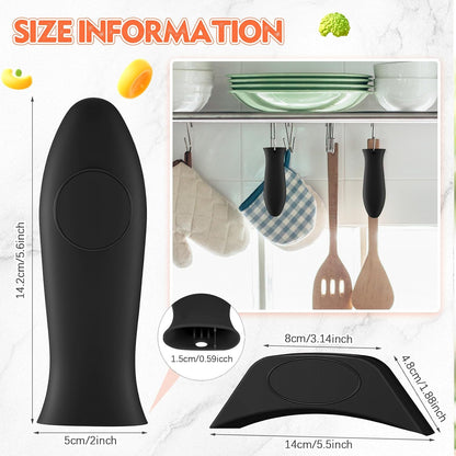 Domensi 4 Pcs Silicone Hot Handle Holder Set Cast Iron Skillet Handle Covers Heat Resistant Silicone Assist Handle Holder for Frying Pans Cast Iron Skillet Griddles Cookware(Grey)