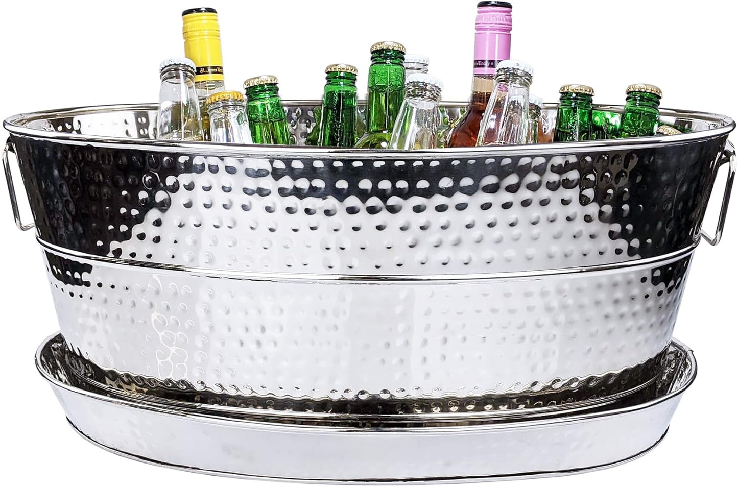 BREKX Aspen Heavy-Duty Oval Stainless Steel Drink Cooler for Parties - Metal Large Ice Bucket for Drinks, 25-Quart (30-Bottle) Large Cooler Ice Container for Parties