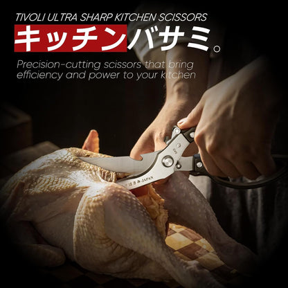 TIVOLI Kitchen Scissors Set Silver,Japanese Stainless Steel Kitchen Shears for Food, Heavy Duty Poultry Shears, Food Scissors for Meat,Chicken Bones and Turkey,Ideal Gift