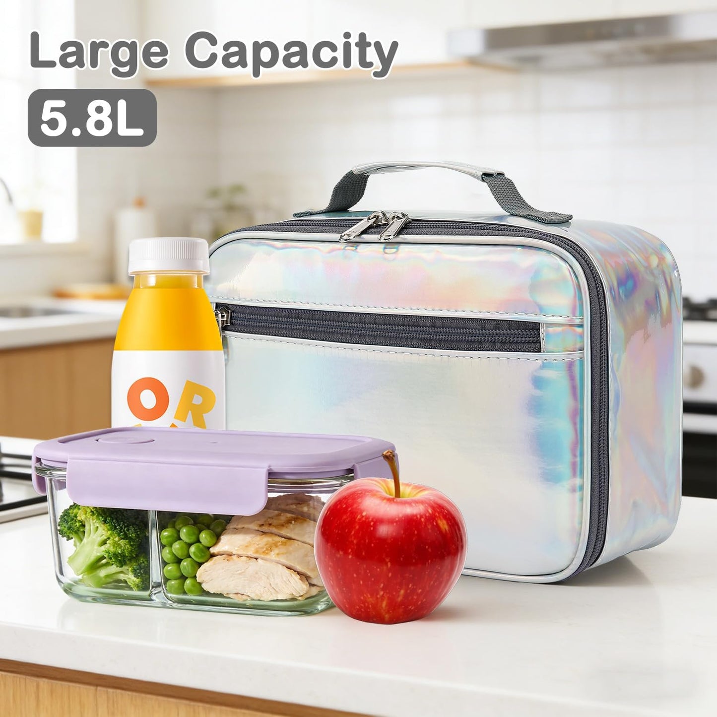 FlowFly Kids Lunch box Insulated Soft Bag Mini Cooler Back to School Thermal Meal Tote Kit for Girls, Boys, Black