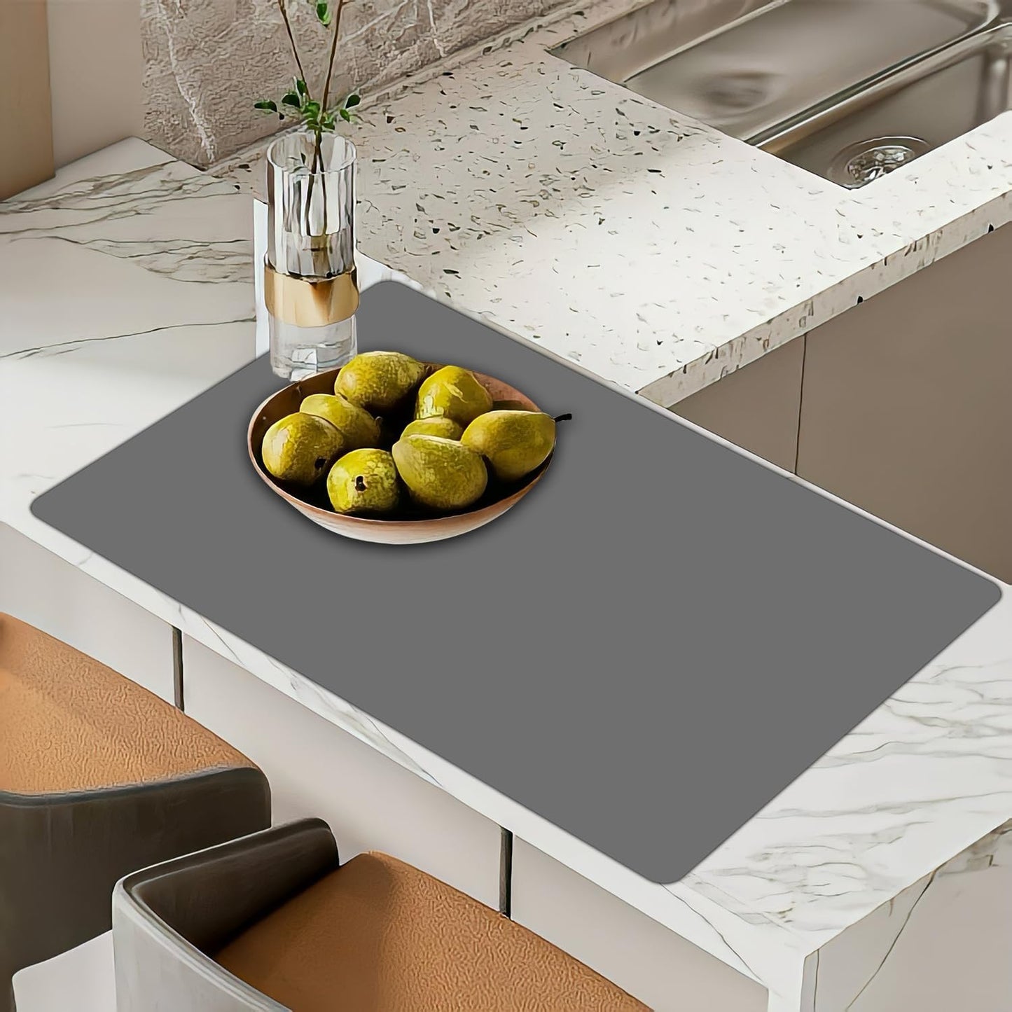 Super Large Silicone Mat, 120"x24" Silicone Mats for Kitchen Counter, Non-slip Heat Resistant Mat,Thicken Kitchen Counter Mat, Waterproof Countertop Protector for Craft (Black)