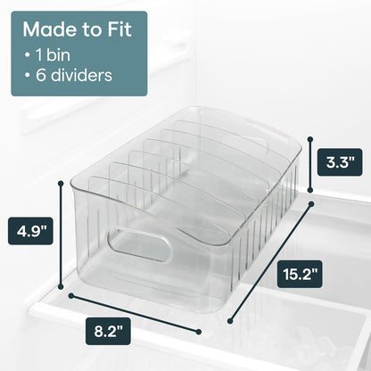 YouCopia FreezeUp Freezer Bin 12", BPA-Free Fridge Organizer with Adjustable Dividers and Handle for Frozen Food and Leftovers