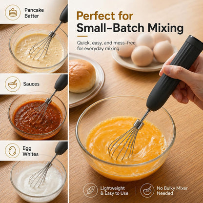 Handheld Electric Egg Beater Whisk,2-Speed USB-C Rechargeable Portable Wireless Balloon Whisk for Eggs, Milkshake Cream, Butter, Baby Food Fruits, Sauces and Soup for Kitchen,Camping Baking - White