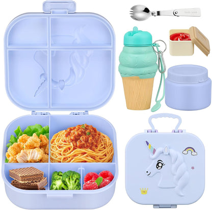 Lunch Box Kids, Leak Proof 5 Compartment Bento Box for Kids, 13oz Thermo for Hot Food Kids Lunch Box,Hot Lunch Box for School Travel